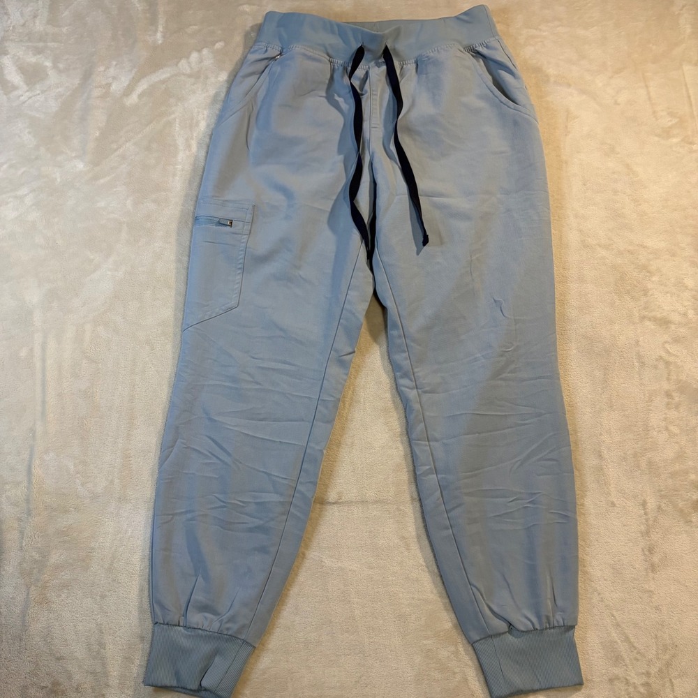 Figs Zamora Jogger Scrub Pants Light Blue Technical Collection Womens Small S/P
